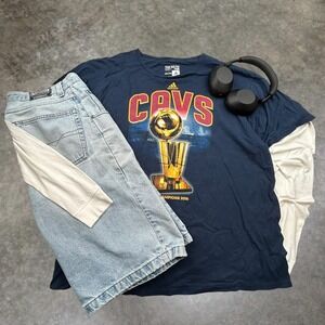 Adidas Mens Cleveland Cavaliers 2016 NBA Champions T-Shirt Navy Blue 2XL 0725